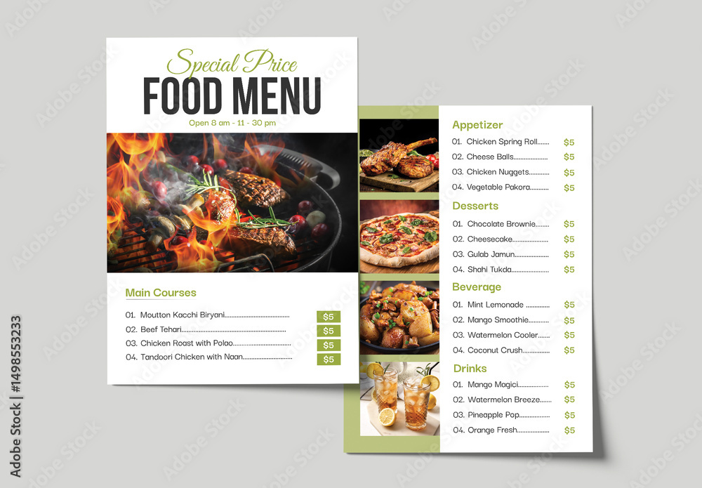 Restaurant Food Menu Layout Stock Template | Adobe Stock