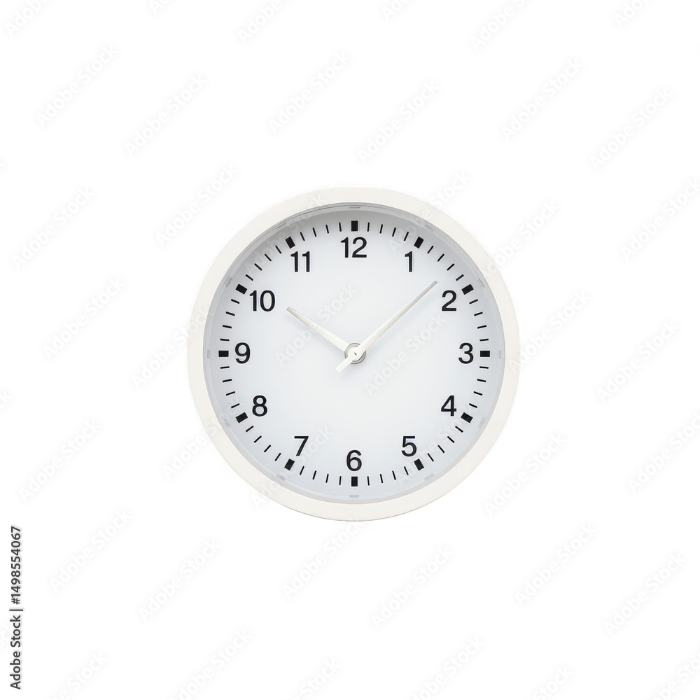 Simple white round clock isolated on transparent background Simple white round clock isolated on transparent background