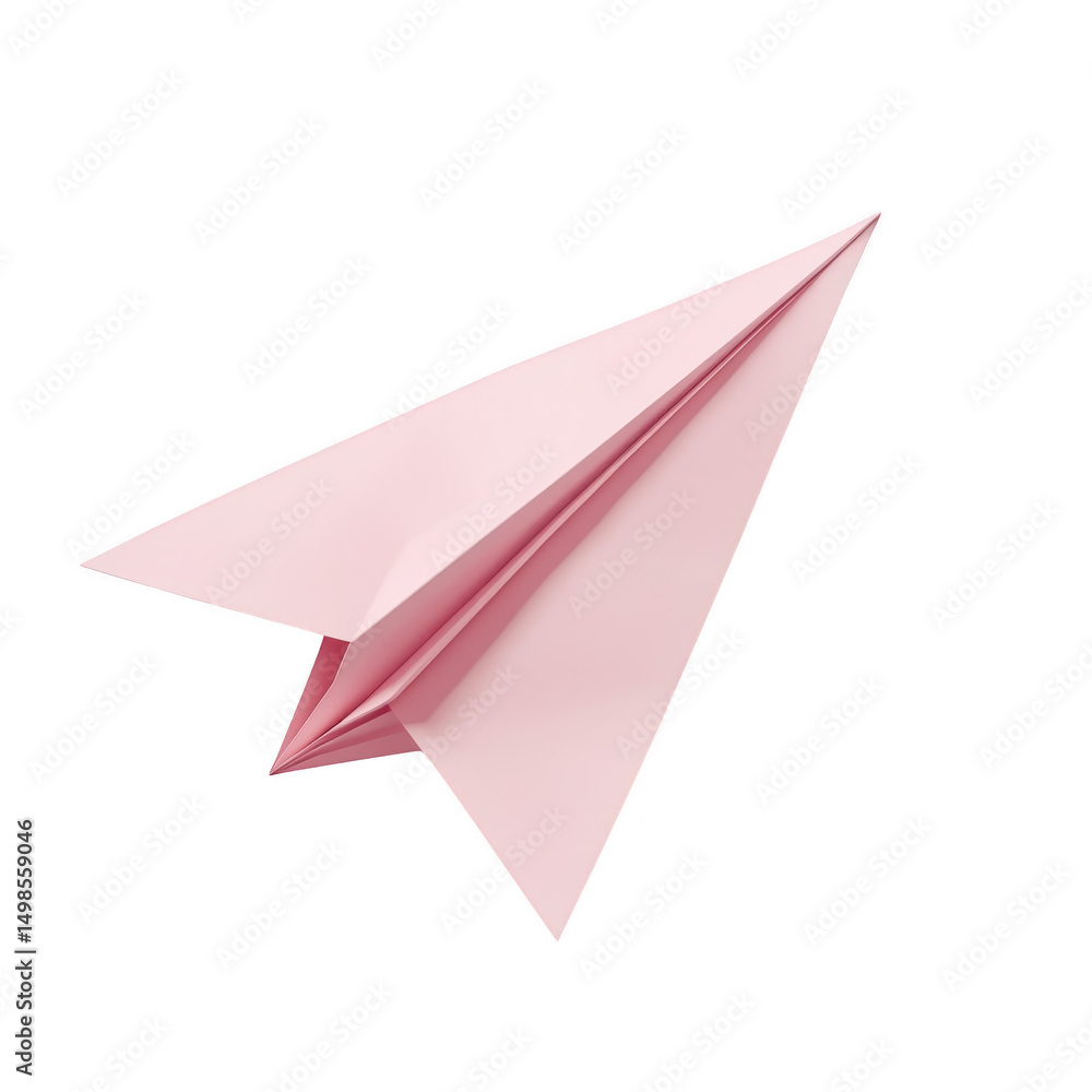 Fototapeta premium Pink paper airplane isolated on transparent background