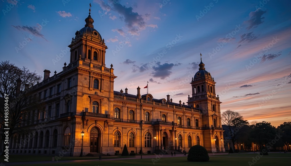 Fototapeta premium Grand historic building at sunset.