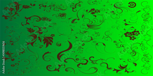 Emerald digital background made of interweaving curved shapes. Illustration