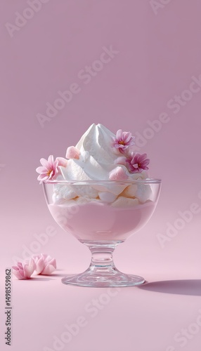 Wallpaper Mural A surreal and delicate vision of pink dessert with whipped cream and tiny blossoms creates a perfect aesthetic for a website header, soft and dreamy. Torontodigital.ca