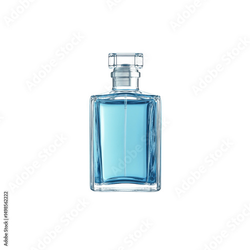Modern Blue Perfume Bottle Mockup Elegant Square Glass Fragrance Container