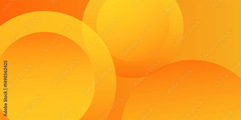 Vibrant orange and yellow background with abstract circular patterns. The background is smooth and bright, featuring orange and yellow hues. Colorful gradient background with copy space