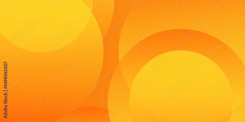 Vibrant orange and yellow background with abstract circular patterns. The background is smooth and bright, featuring orange and yellow hues. Colorful gradient background with copy space