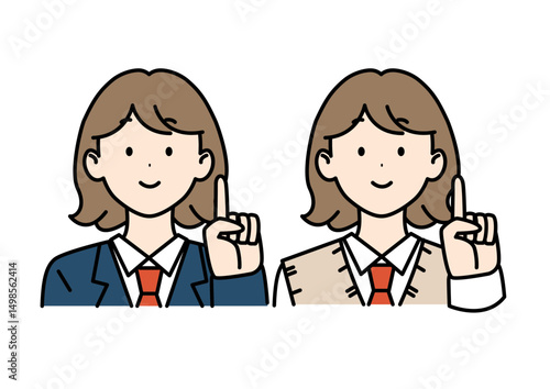 短髪の女子高生 ブレザー ベスト ネクタイ ポイント