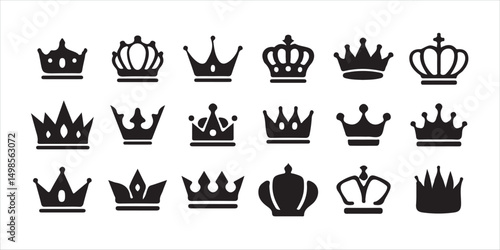 Minimal Regal Crown Silhouette Vector