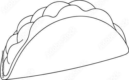 Simple taco outline showcases its classic shape and delicious potential for flavor