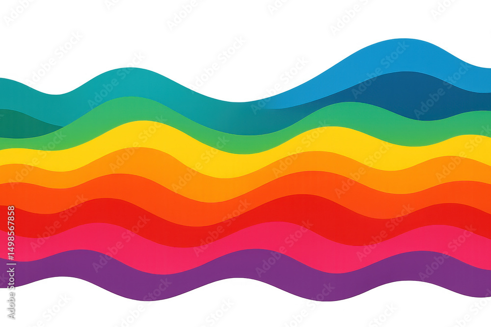 Colorful wavy lines creating a vibrant rainbow pattern on a transparent background, ideal for graphic design projects Colorful wavy lines creating a vibrant rainbow pattern on a transparent background, ideal for graphic design projects