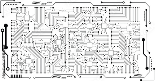 Abstract modern digital science technology futuristic circuit board. Electronic circuit boards on a seamless white background.