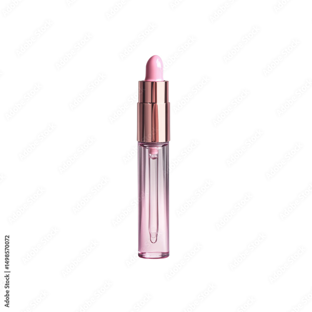 Obraz premium Elegant Pink Glass Dropper Bottle with Rose Gold Cap - Cosmetic Serum Packaging