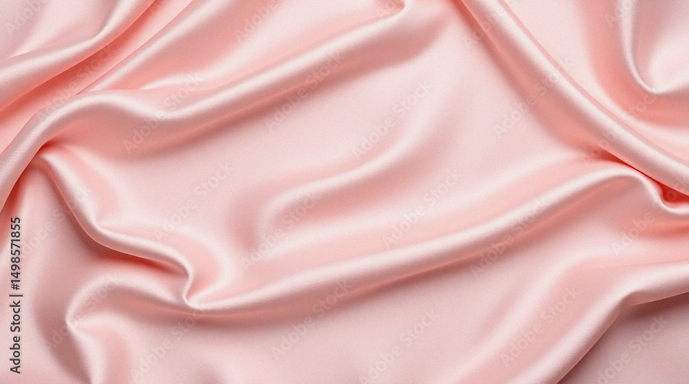 Fototapeta premium A delicate and alluring pink satin fabric, softly draped to create fluid waves of texture, conveying elegance and luxury. 