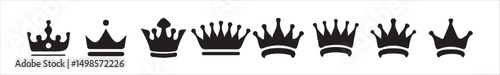 Monarchy Crown Icons Pack – Silhouette Style