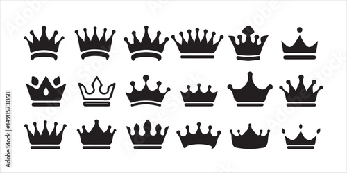 Crown Silhouettes Set – King and Queen Black Icons