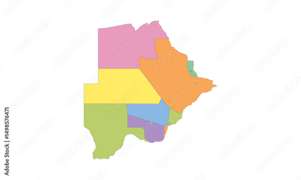 Fototapeta premium Multicolor Map of Botswana with Districts