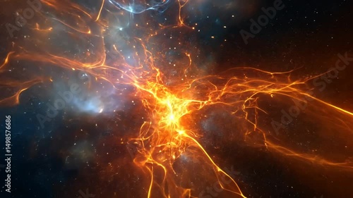 Abstract cosmic nebula swirling orange and red space background video