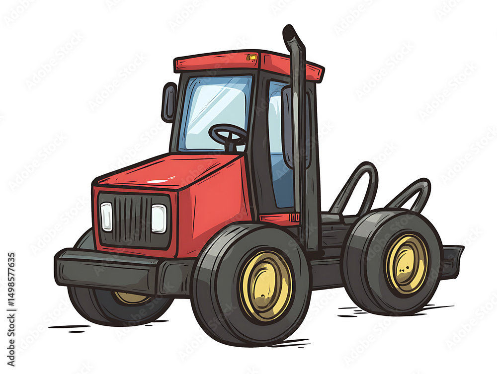 Naklejka premium red tractor isolated