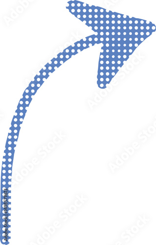 手描きで青いドット柄の右上向きカーブの矢印アイコン Adobe Illustrator Artwork