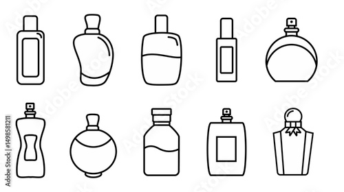 Parfume bottle icon set editable stroke 