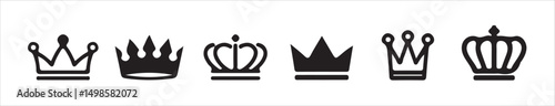 Throne Crown Vector Set – Minimal Black Nobility Symbols