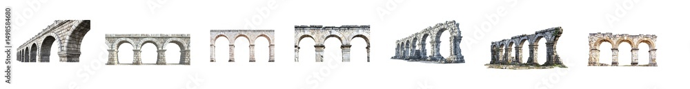 Obraz premium set of Computer-generated architectural models of different structures isolated on transparent background