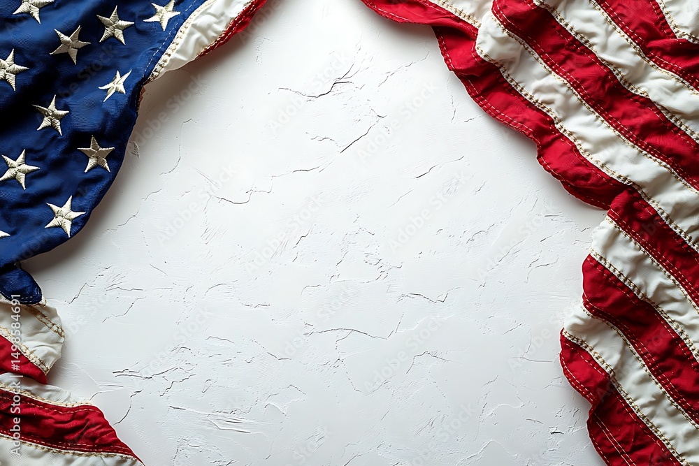 Naklejka premium American flag on a textured white background with room for custom text or graphics