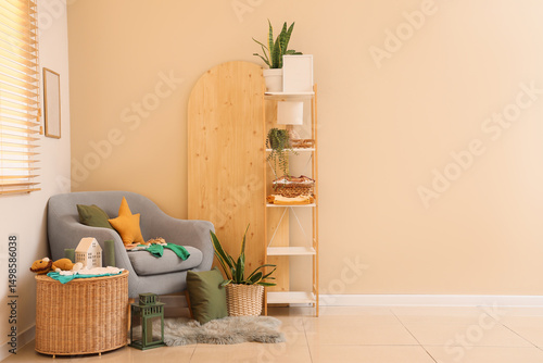 Interior of room with armch...