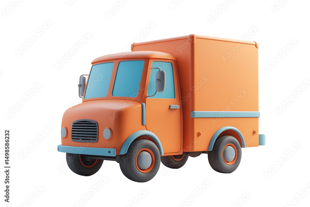 Adorable 3D Render of an Orange Delivery Truck Adorable 3D Render of an Orange Delivery Truck