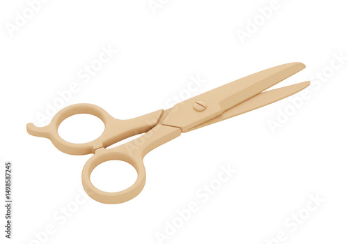 Beige scissors isolated on transparent background