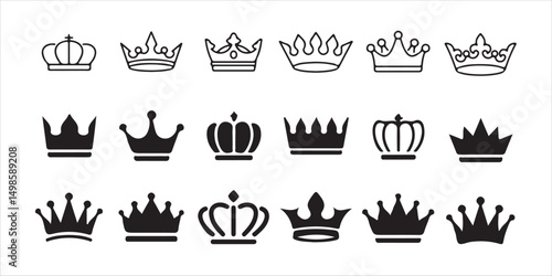 Regal Crown Vector Set – Authority and Power Icons
