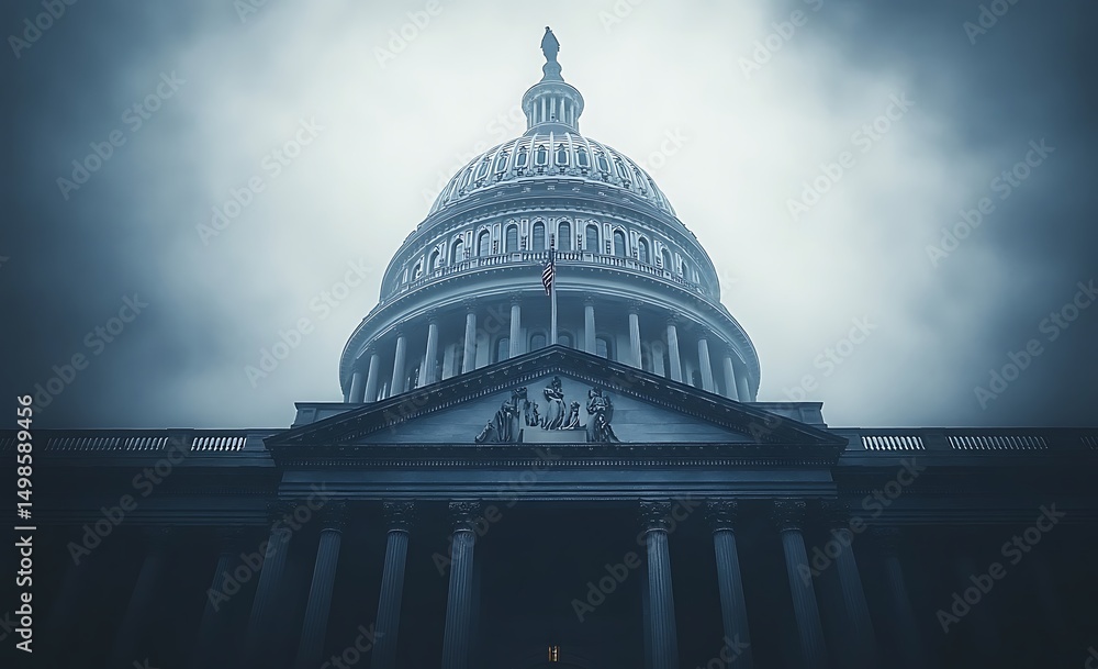 Fototapeta premium United states capitol building in moody atmospheric lighting during overcast weather