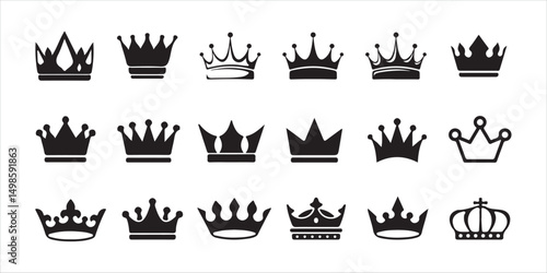 Stylized Crown Icons – Artistic King and Queen Vector Pack