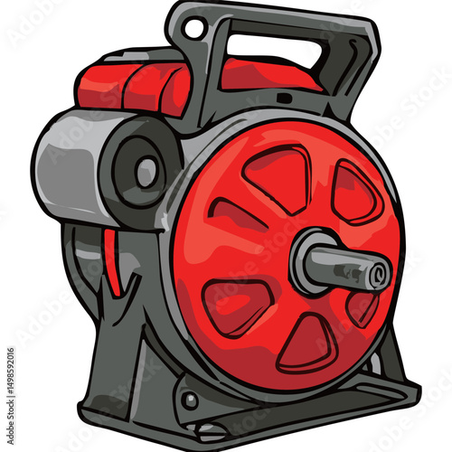 Powerful Red and Gray Industrial Motor High-Performance Electric Machine