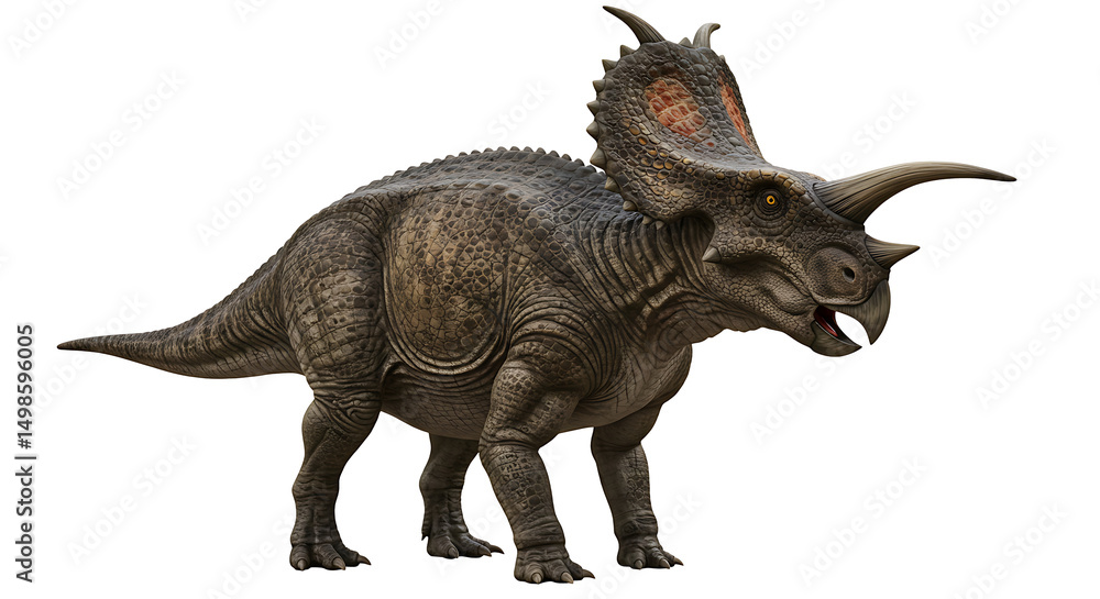 Fototapeta premium Powerful Triceratops Dinosaur: Detailed 3D Rendering, Majestic Pose
