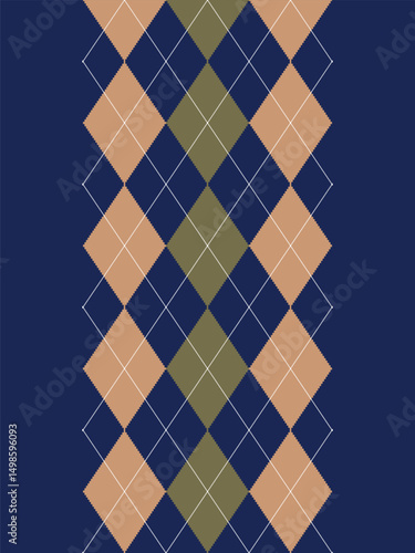 Argyle traditional vector pattern.Seamless geometric illustration pattern.Scotland argyll intarsia pastel element style .Design for fabric clothing,sweater,socks,wrapping,tablecloth,blanket,decoration