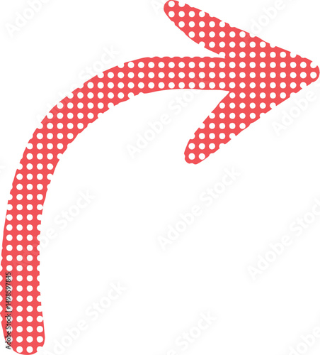 手描きで赤いドット柄の右カーブの矢印アイコン Adobe Illustrator Artwork