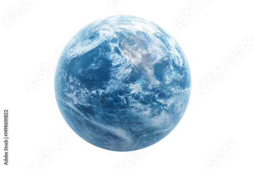 Detailed blue earth globe capturing planetary oceans and clouds, cut out