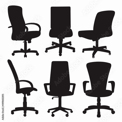 Set of black office chairs