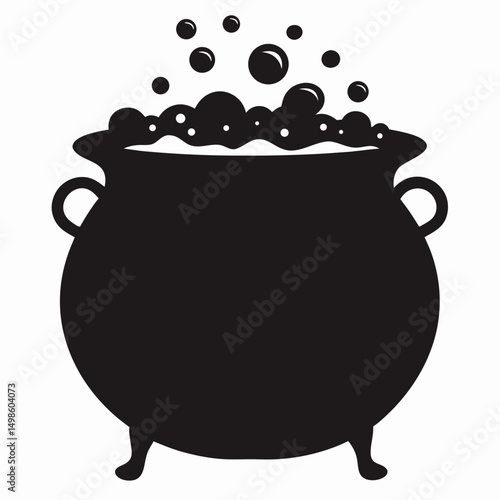 Bubbling Cauldron Silhouette Vector Illustration