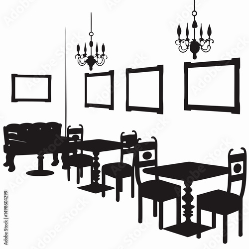 Vector illustration of a modern dining room