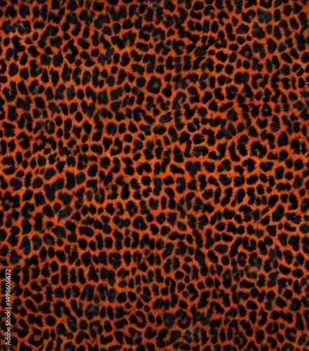Intense black and orange leopard skin repeat pattern ,  repeating,  digital,  vibrant