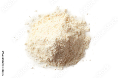 Heap of fine white powder on white background, cut out