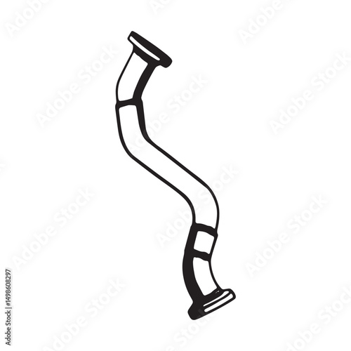 Automotive Exhaust System Flexible Pipe S-Shaped Design Illustration