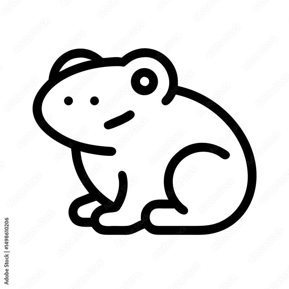 Fototapeta premium Minimalist black line icon of a frog side view