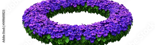 Purple flower wreath, isolated, spring