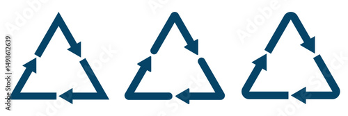 recycling symbol CFB, vector. Reycycle code black. Collection of four recycling icons in outline, black, green, and blue styles. Perfect for eco, sustainability, and environmental projects. Recycle. 