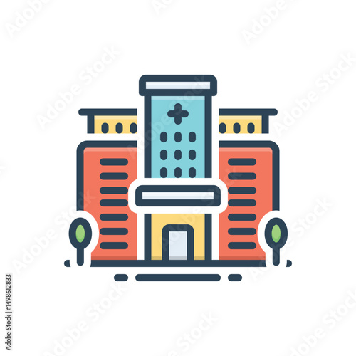Color illustration icon for hospital