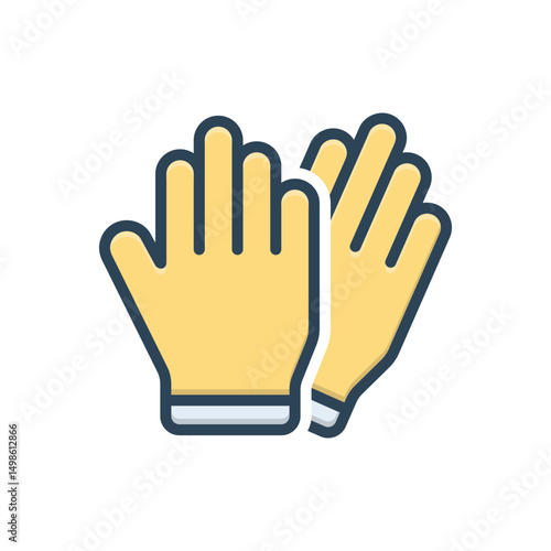 Color illustration icon for latex gloves
