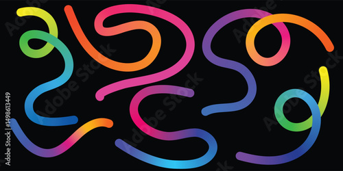 Colorful Abstract Wavy Line Design. Modern Abstract Background Wavy Gradient Ribbon Lines
