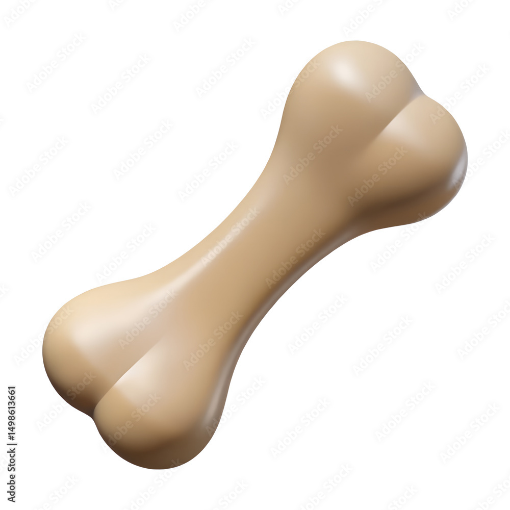 Fototapeta premium Beige dog bone toy 3d render isolated on transparent background
